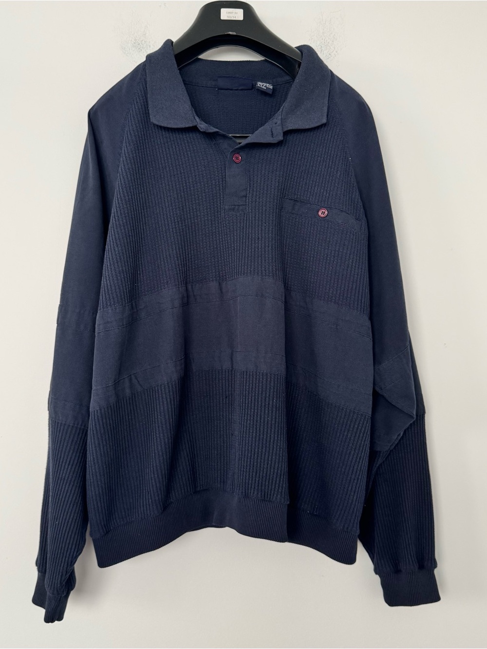 Vintage Private Club Polo Sweater Mens 2X Navy Blue Long Sleeve Pullover Knit